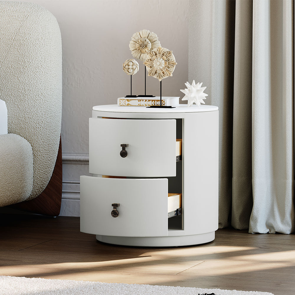 with Drawers Light Gray MDF Nightstands