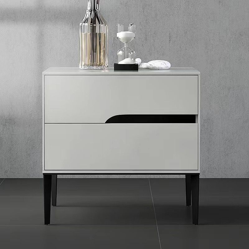 On the Ground White MDF&Pine Nightstands