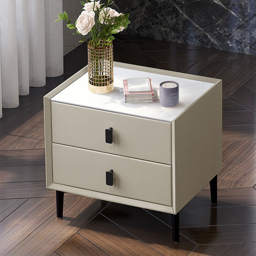 Sintered Stone Gray MDF Nightstands