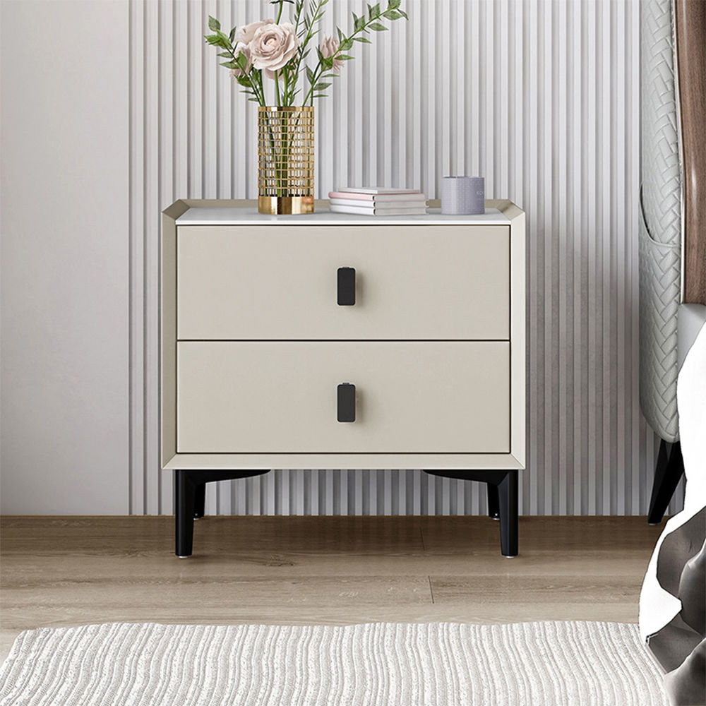 Partly Assemble Gray MDF Nightstands