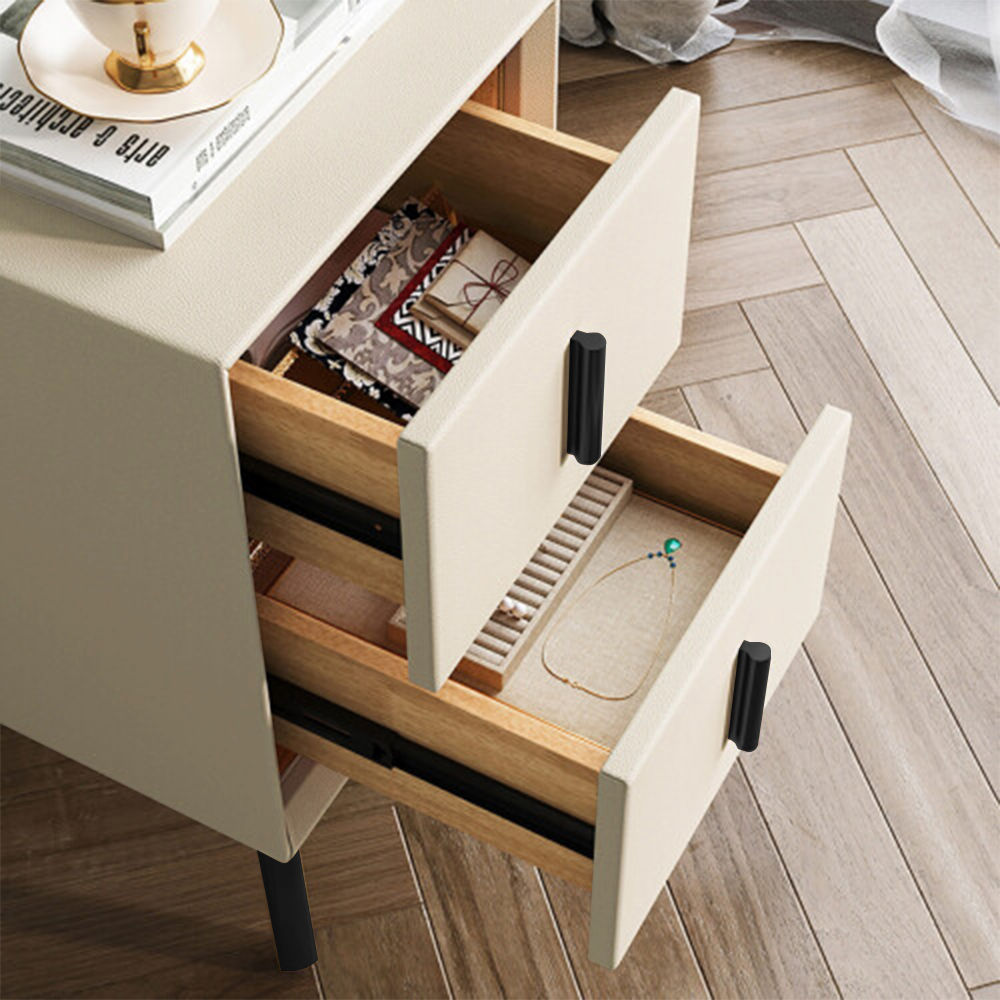 Leather Beige MDF Nightstands
