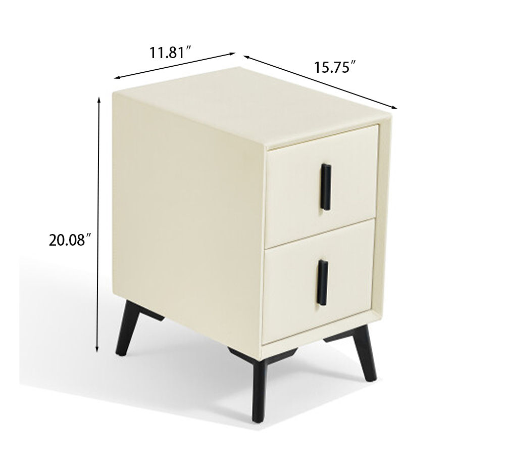 Leather Beige MDF Nightstands