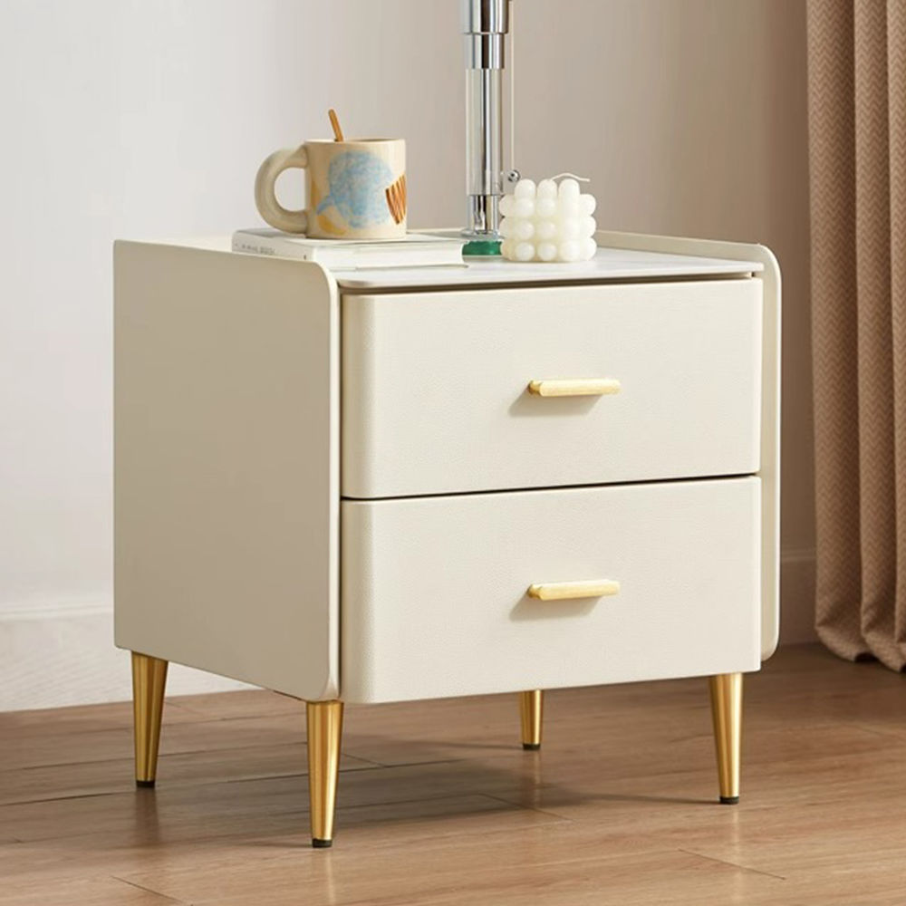 Modern Minimalist Beige MDF Nightstands