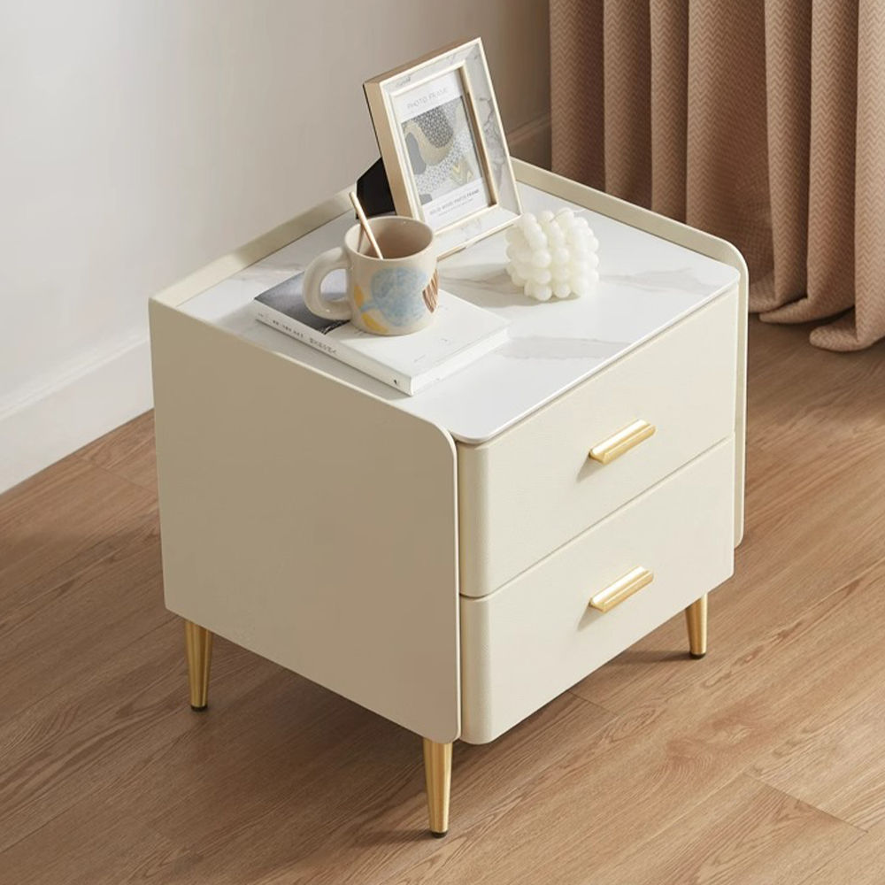 Partly Assemble Beige MDF Nightstands