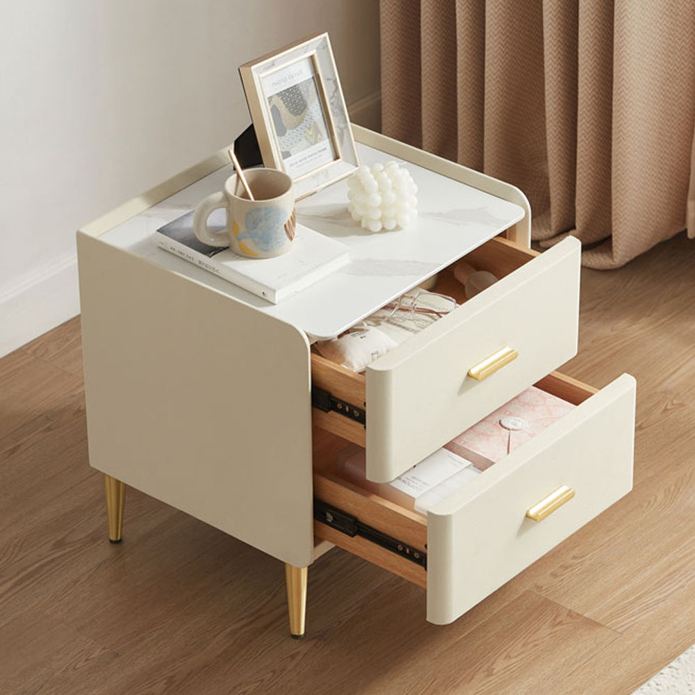 Sintered Stone Beige MDF Nightstands