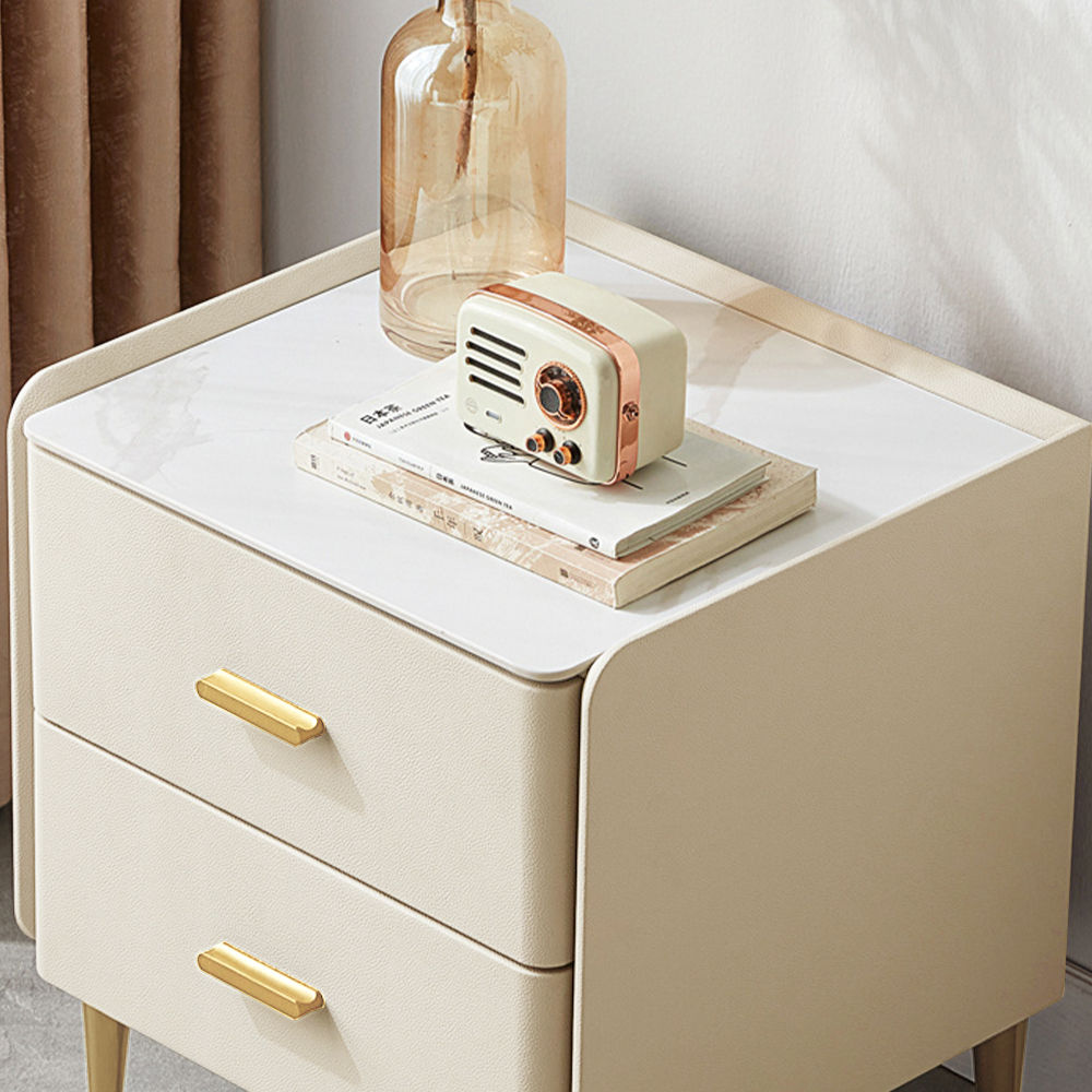 Sintered Stone Beige MDF Nightstands