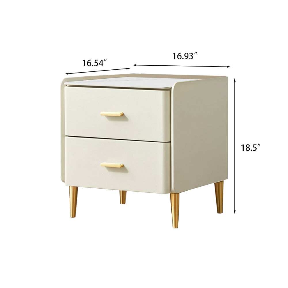 Sintered Stone Beige MDF Nightstands
