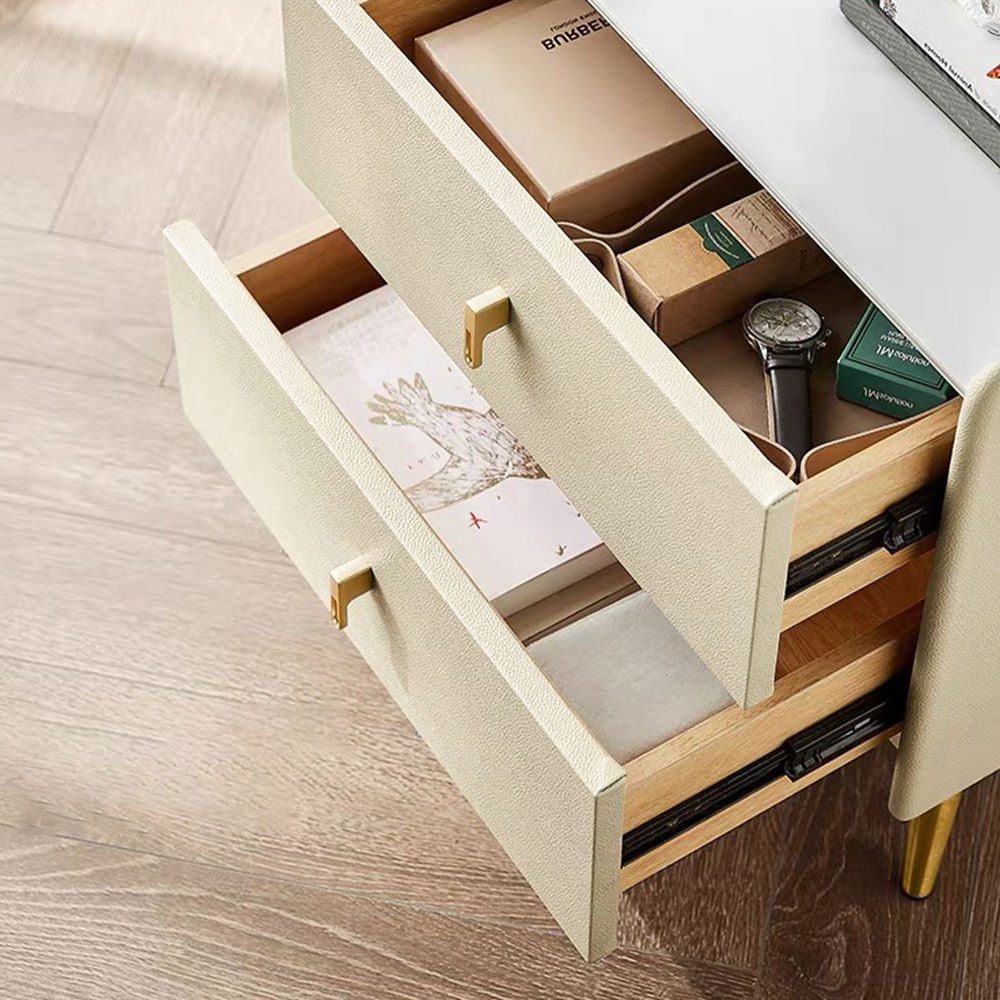 Sintered Stone Beige MDF Nightstands