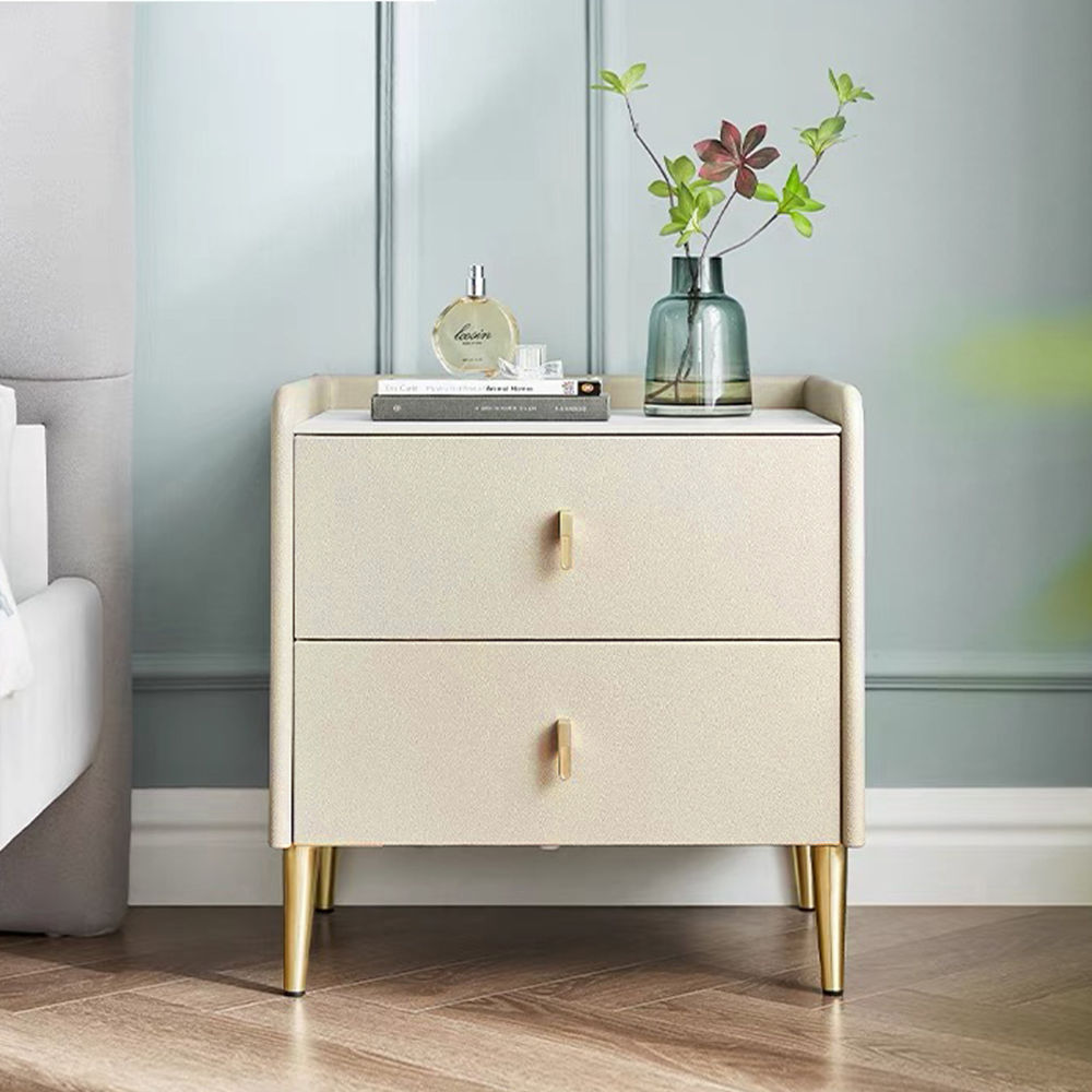 Modern Minimalist Beige MDF Nightstands
