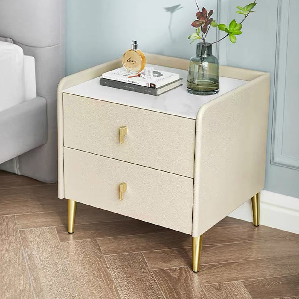 Modern Minimalist Beige MDF Nightstands