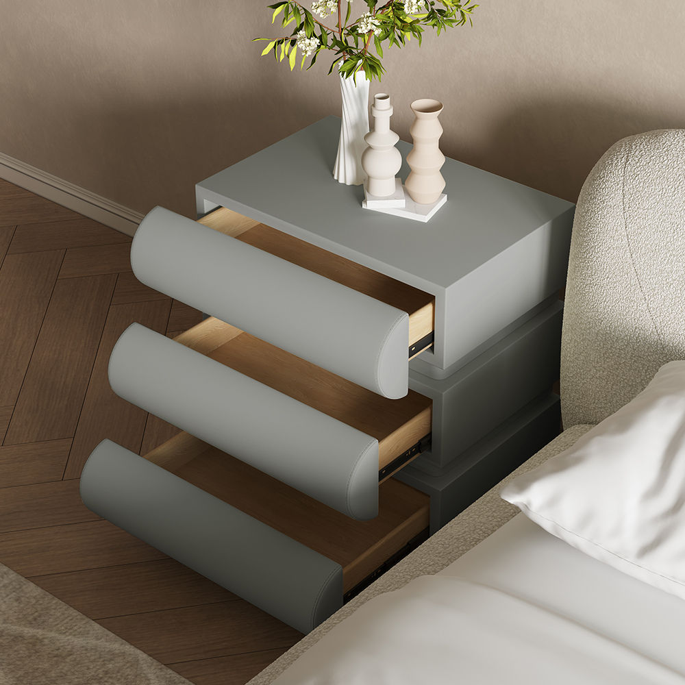 Modern Light Gray MDF Nightstands