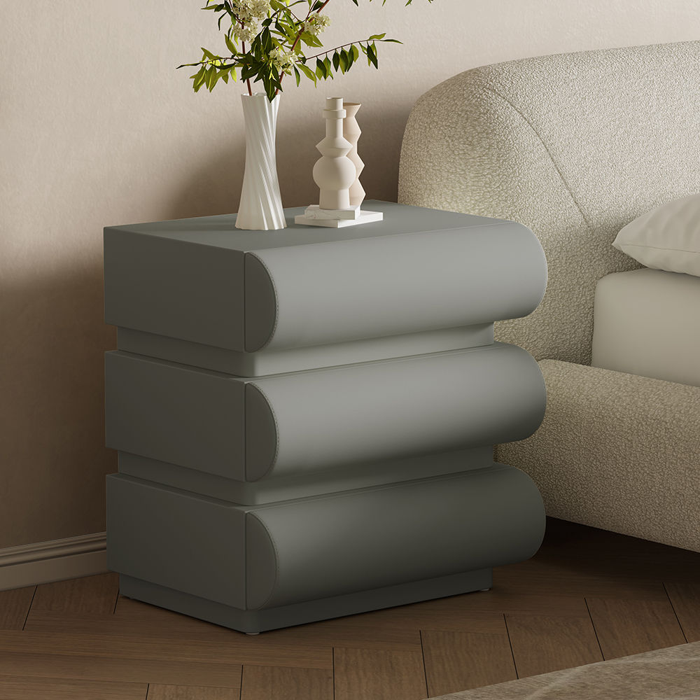 Wood Light Gray MDF Nightstands