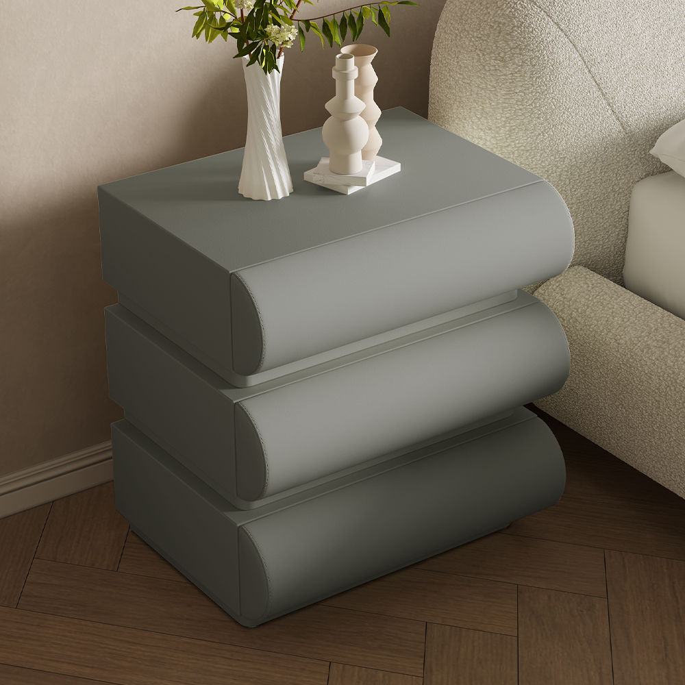 Modern Minimalist Light Gray MDF Nightstands