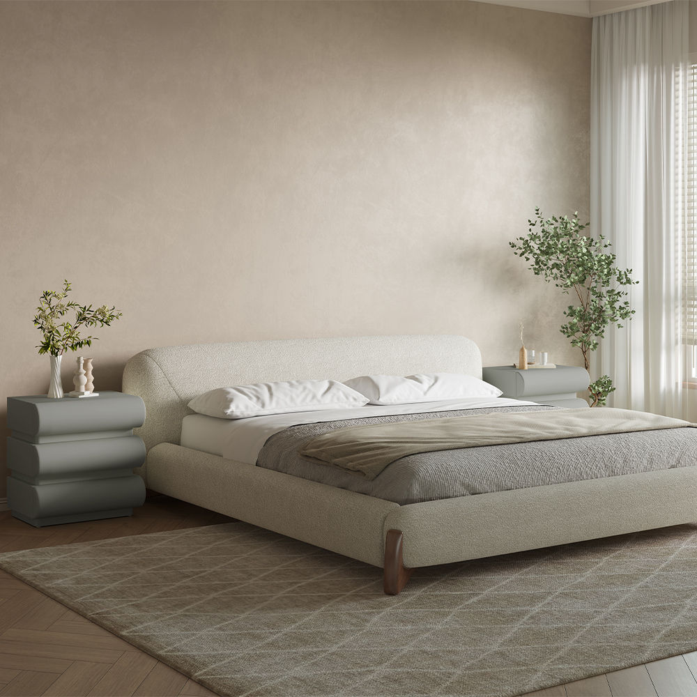 Modern Light Gray MDF Nightstands