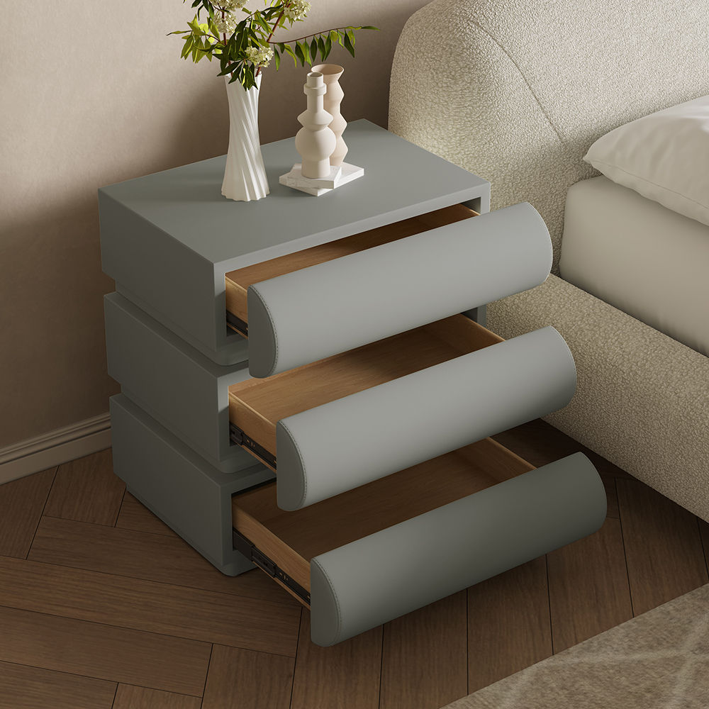 Modern Light Gray MDF Nightstands