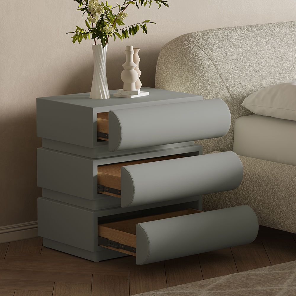 Modern Light Gray MDF Nightstands