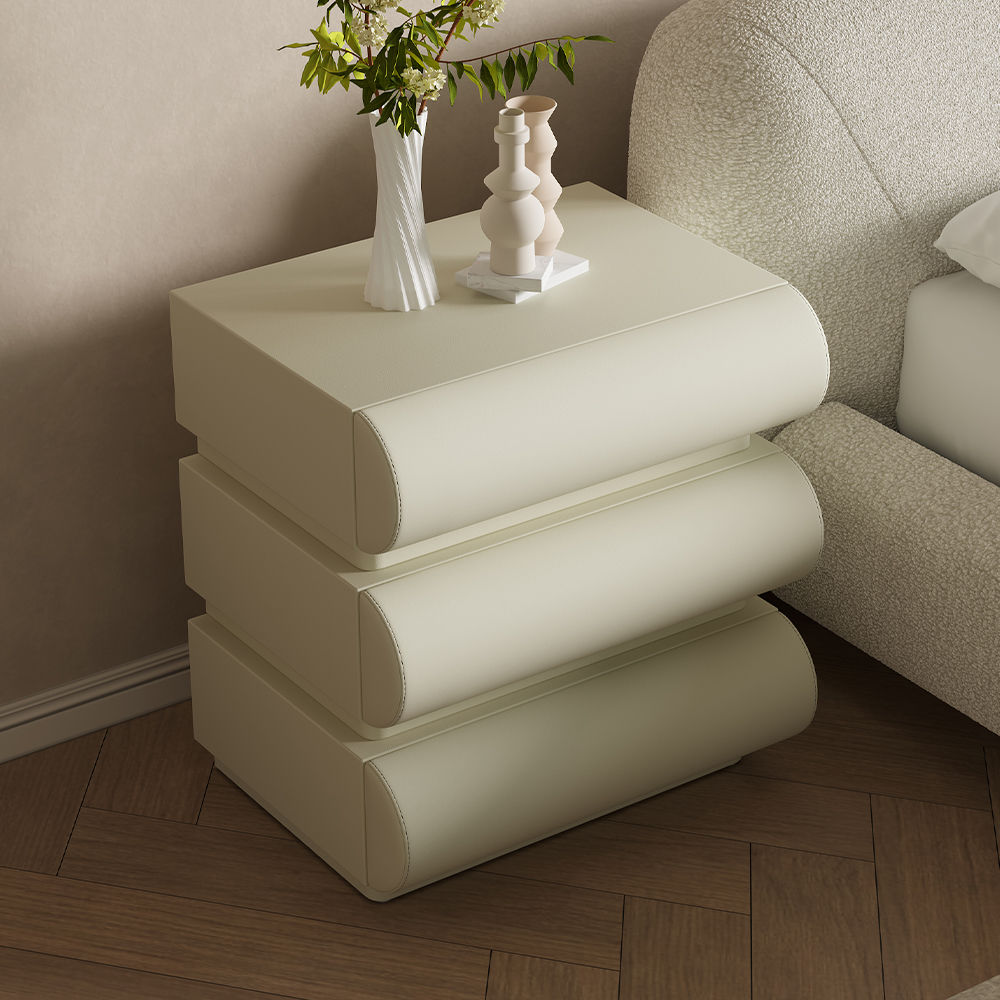 Modern Minimalist Beige MDF Nightstands
