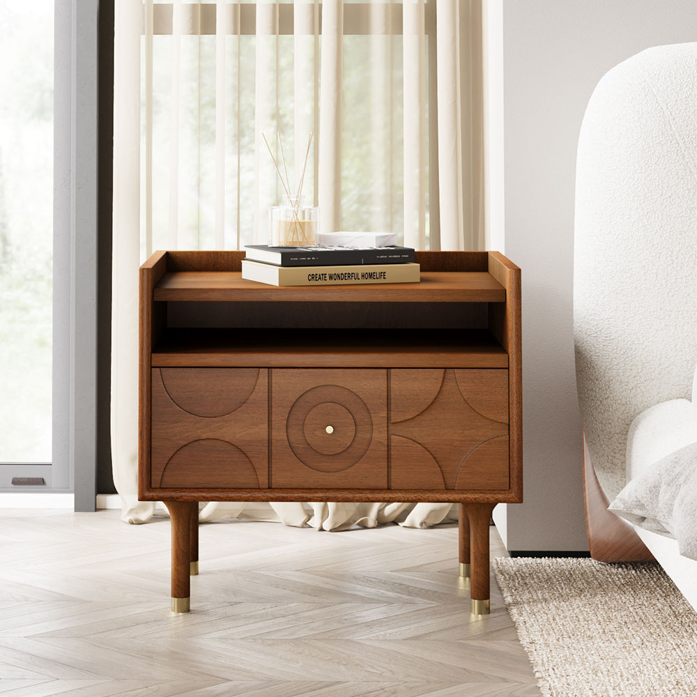 Single Piece Walnut MDF Nightstands