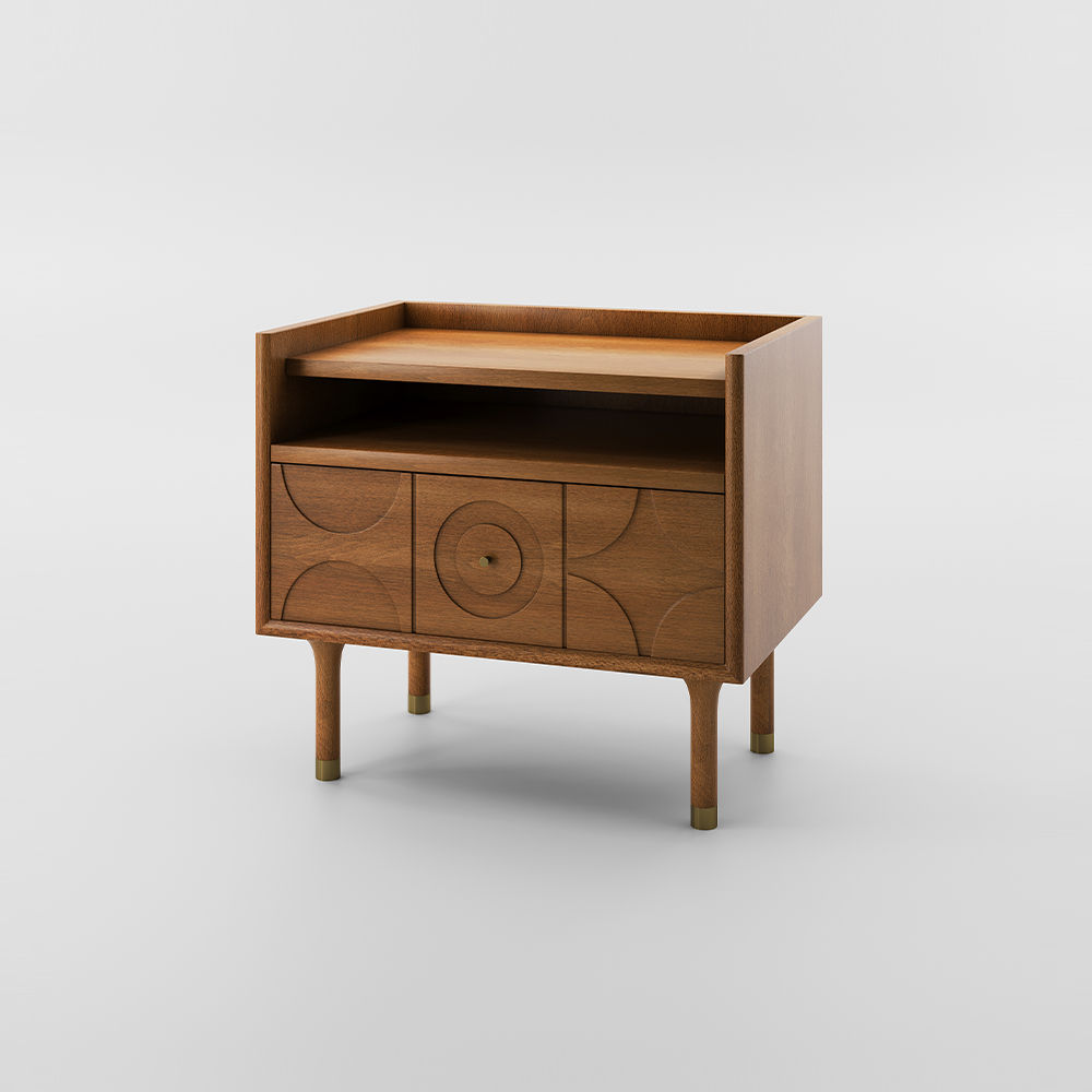 with Storage Walnut MDF Nightstands