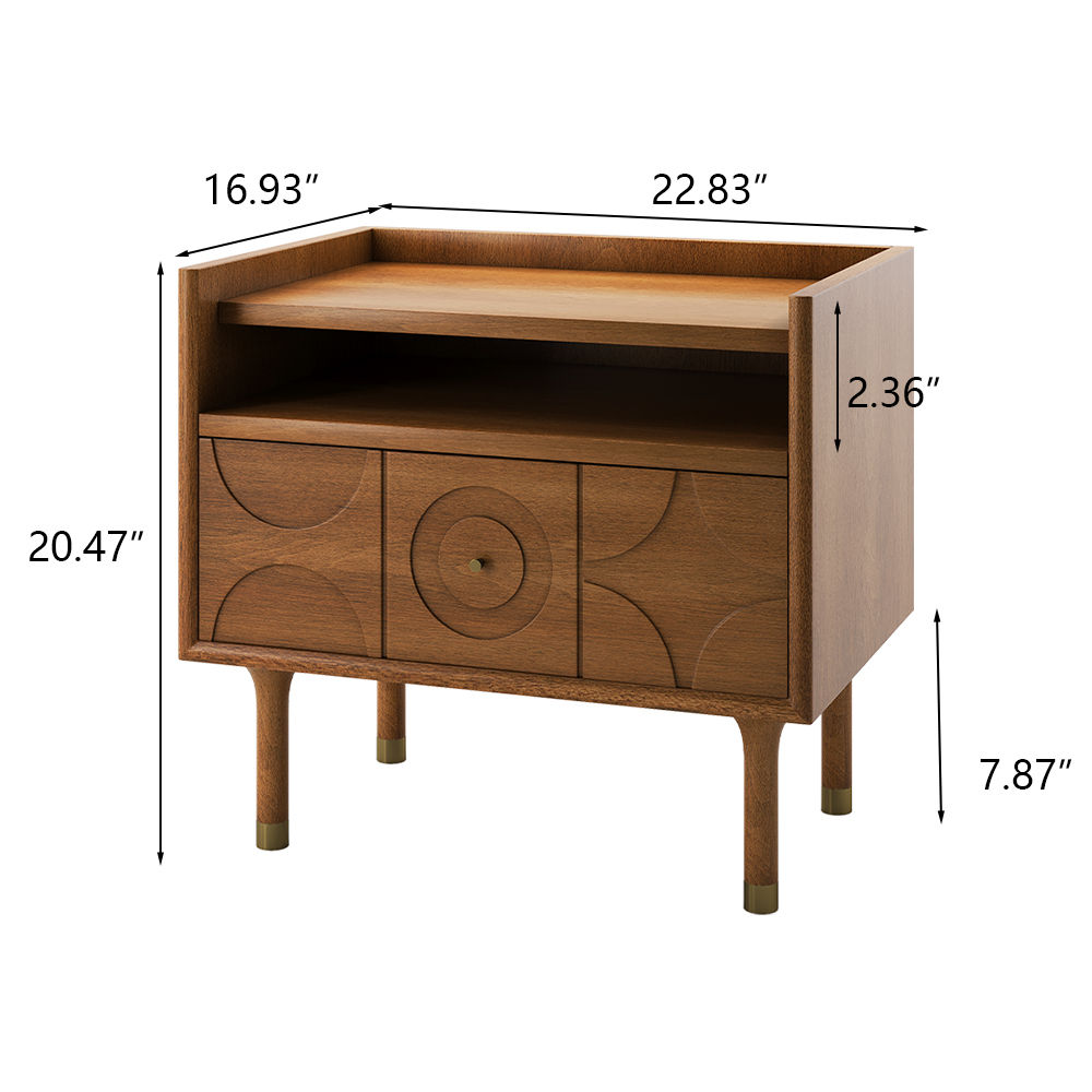 On the Ground Walnut MDF Nightstands