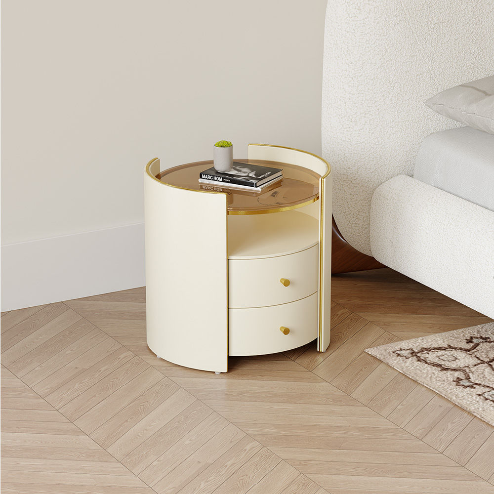 Fully Assemble Beige MDF Nightstands