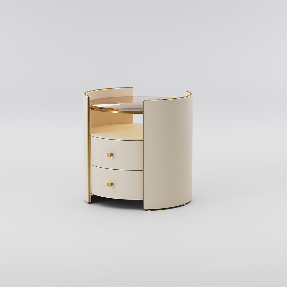 Mid Century Modern Beige MDF Nightstands