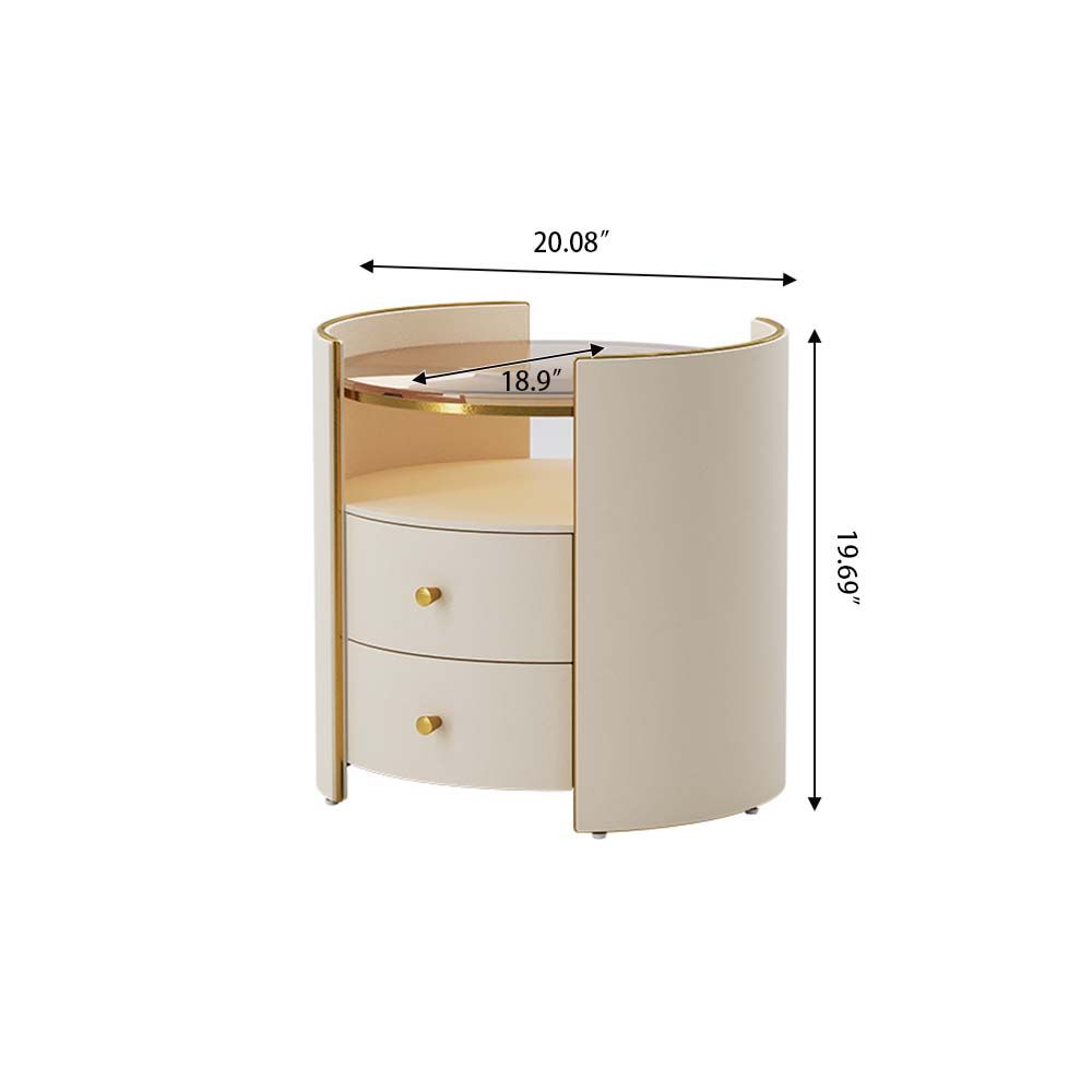 Round Beige MDF Nightstands