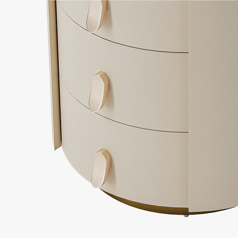 Round Beige MDF Nightstands