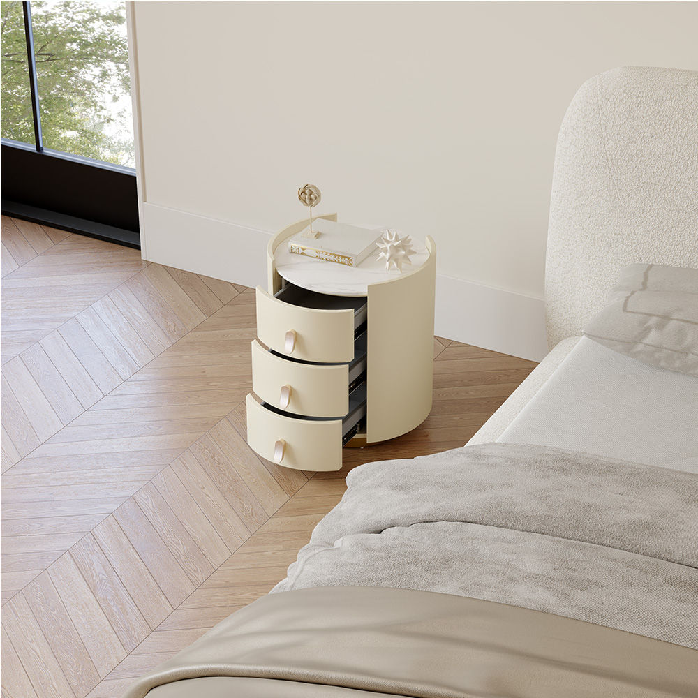 Fully Assemble Beige MDF Nightstands