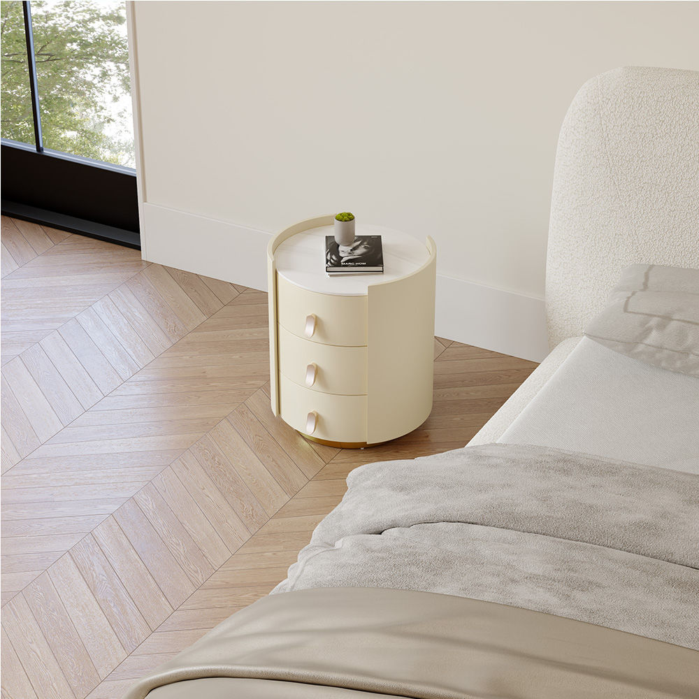 Fully Assemble Beige MDF Nightstands