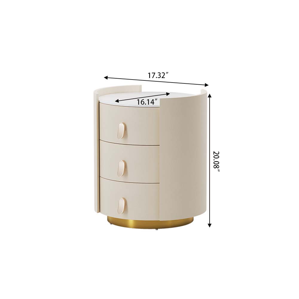 Sintered Stone Beige MDF Nightstands