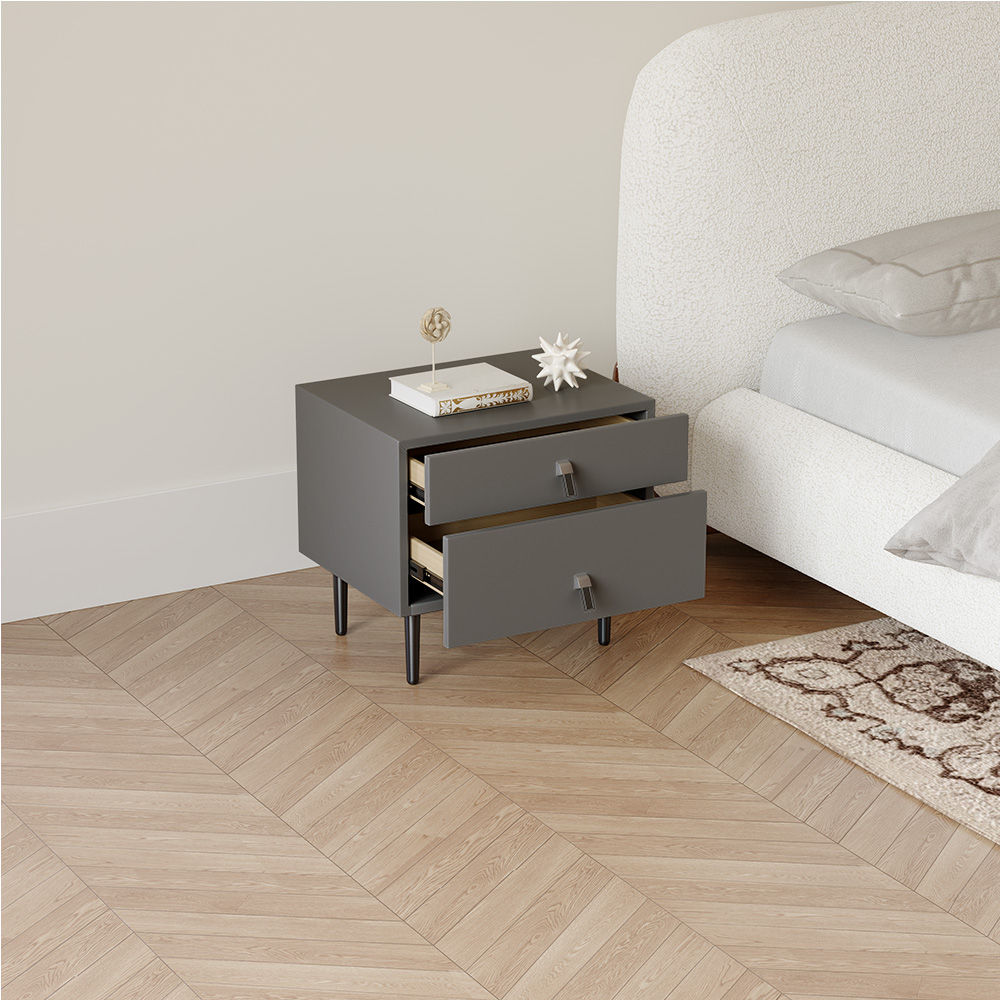 Fully Assemble Dark Gray MDF Nightstands