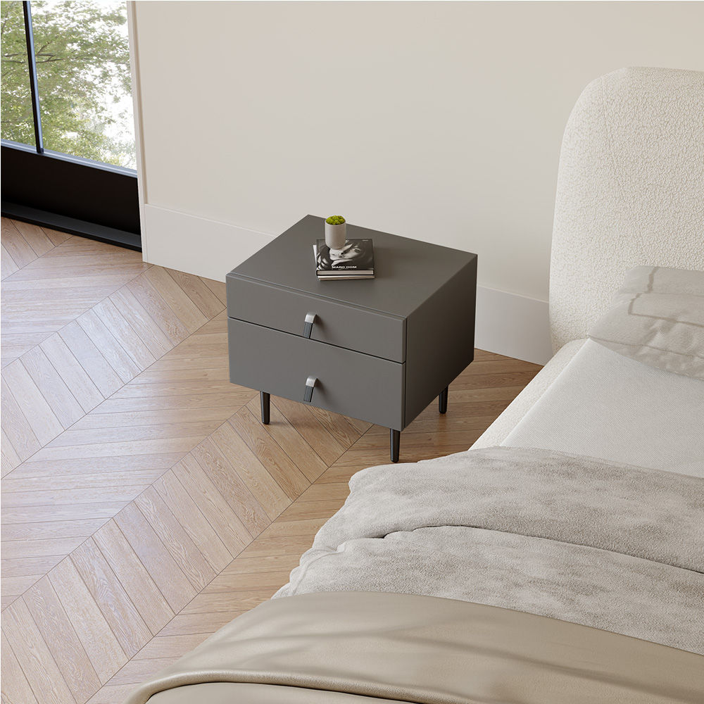Modern Minimalist Dark Gray MDF Nightstands