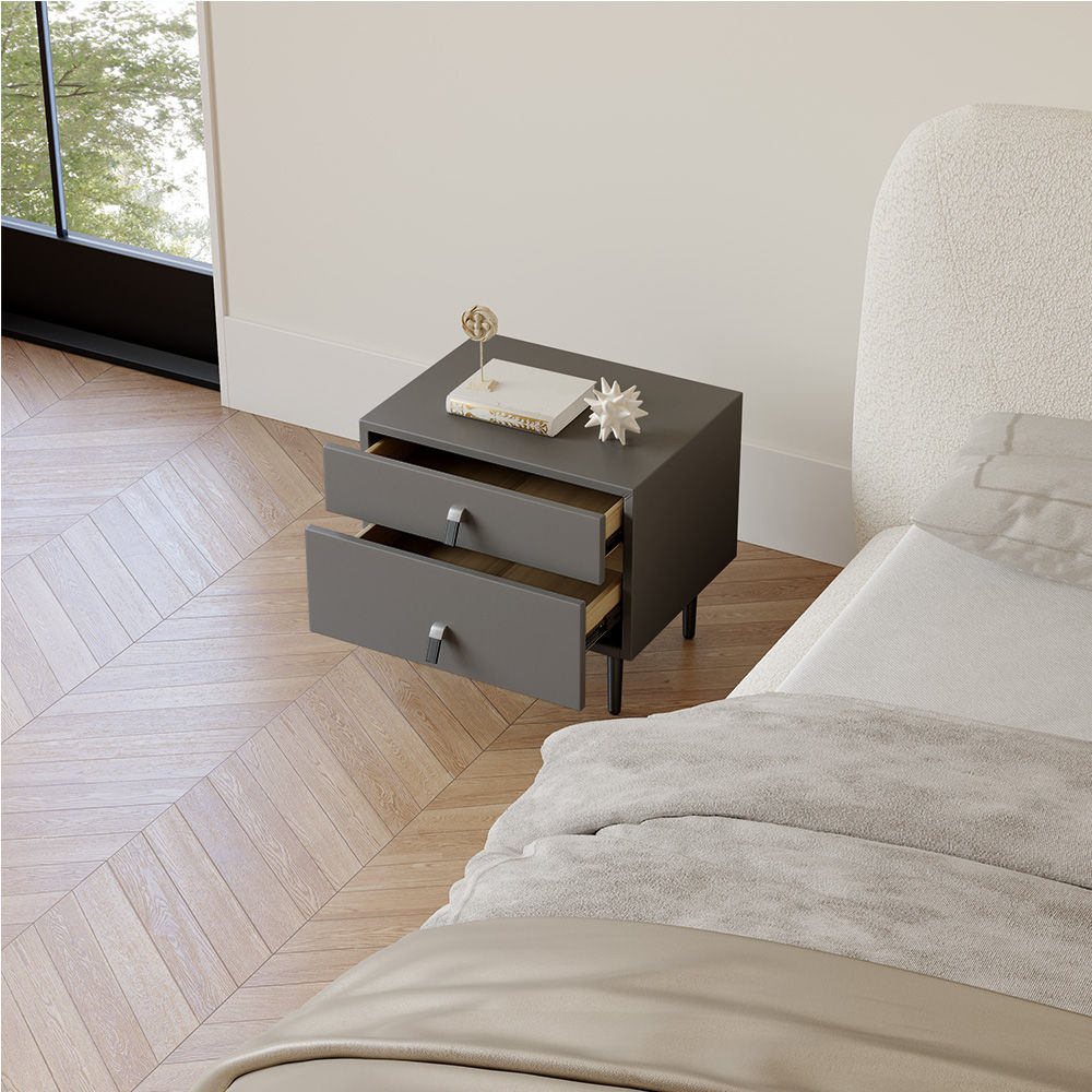 Modern Minimalist Dark Gray MDF Nightstands