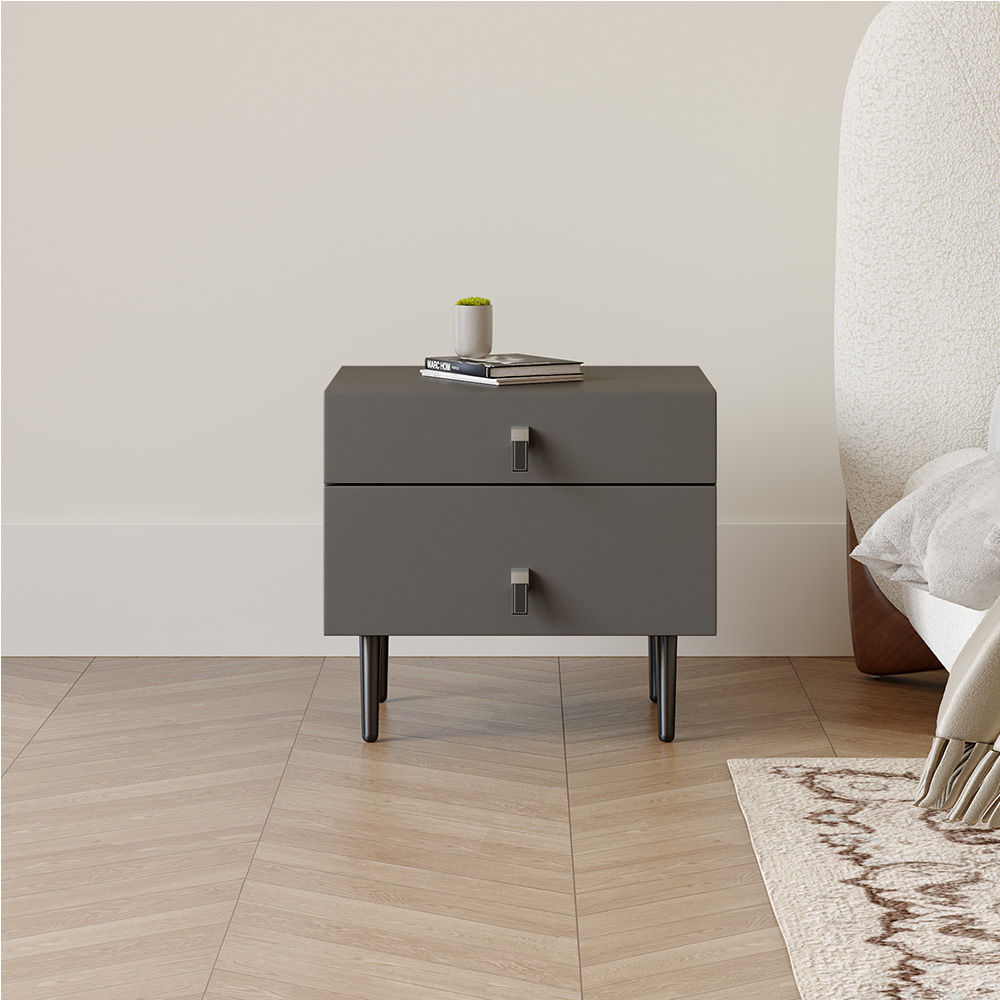Fully Assemble Dark Gray MDF Nightstands
