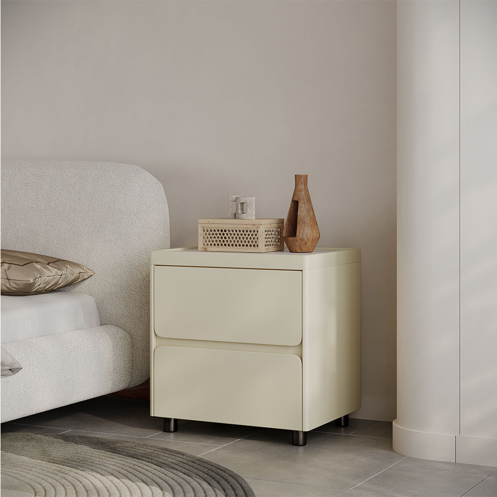 with Storage Beige MDF Nightstands