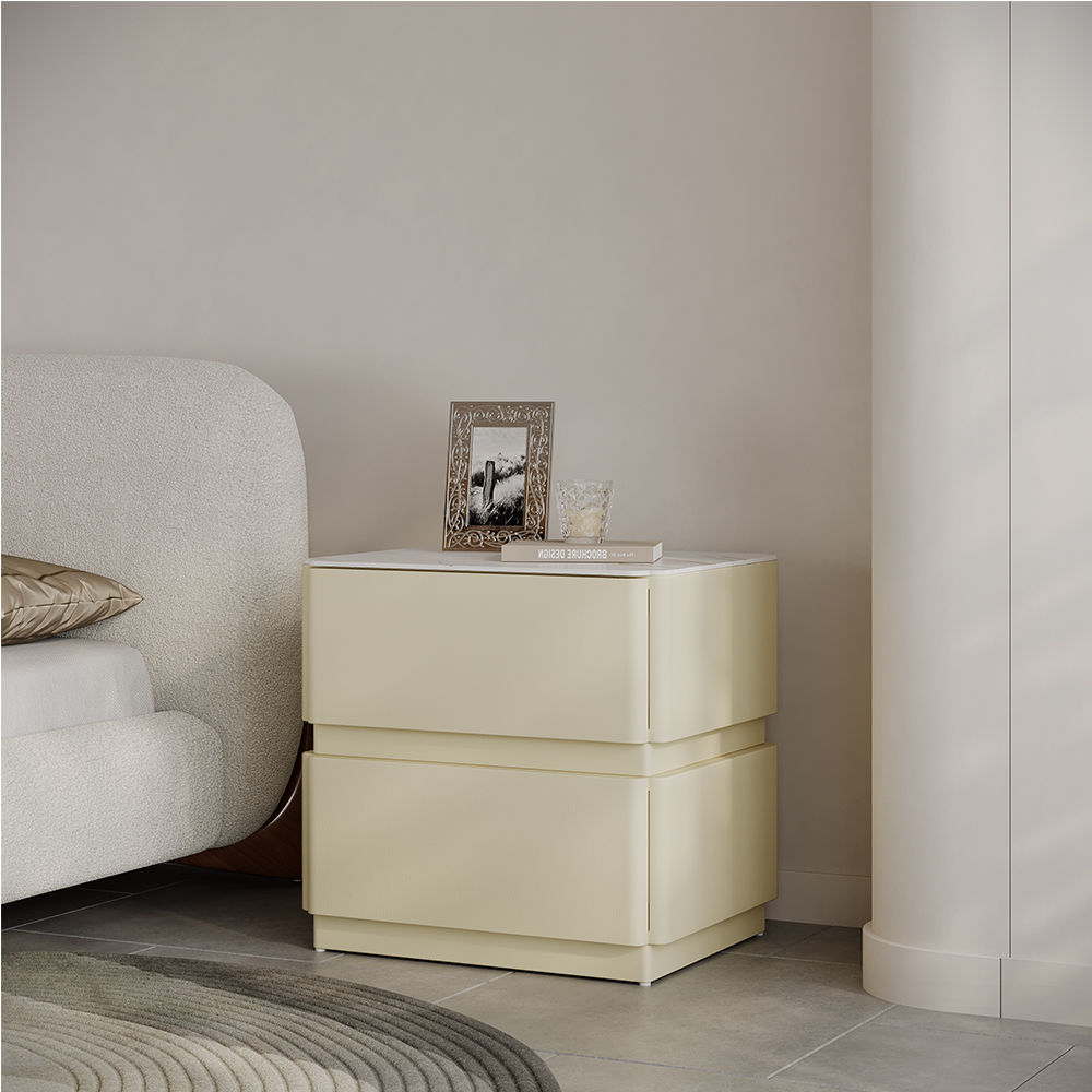 Fully Assemble Beige MDF Nightstands