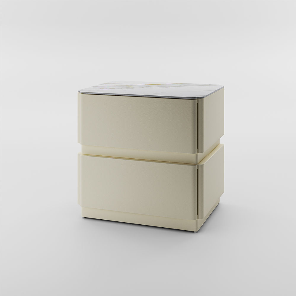 Sintered Stone Beige MDF Nightstands