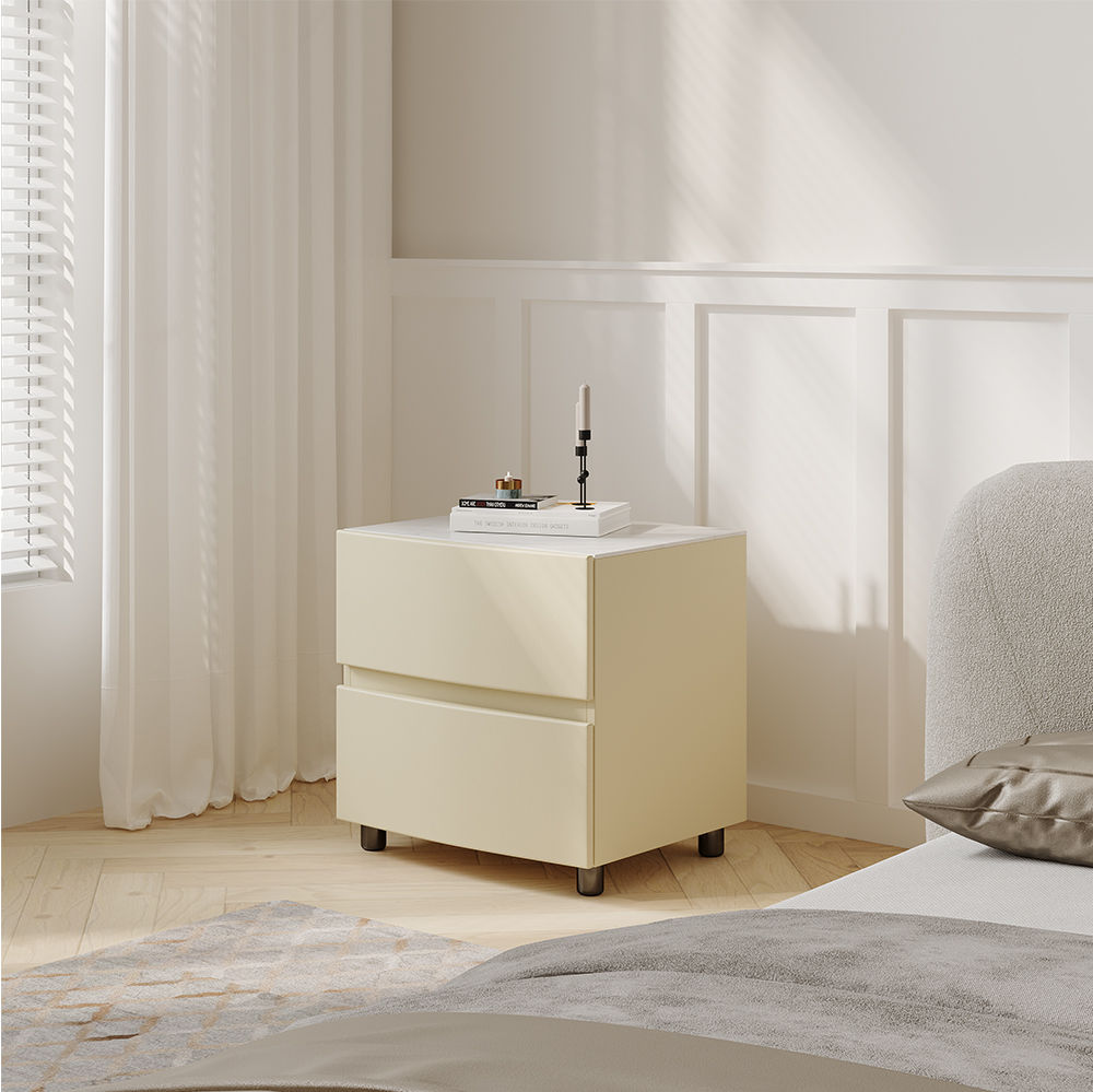 Square Beige MDF Nightstands