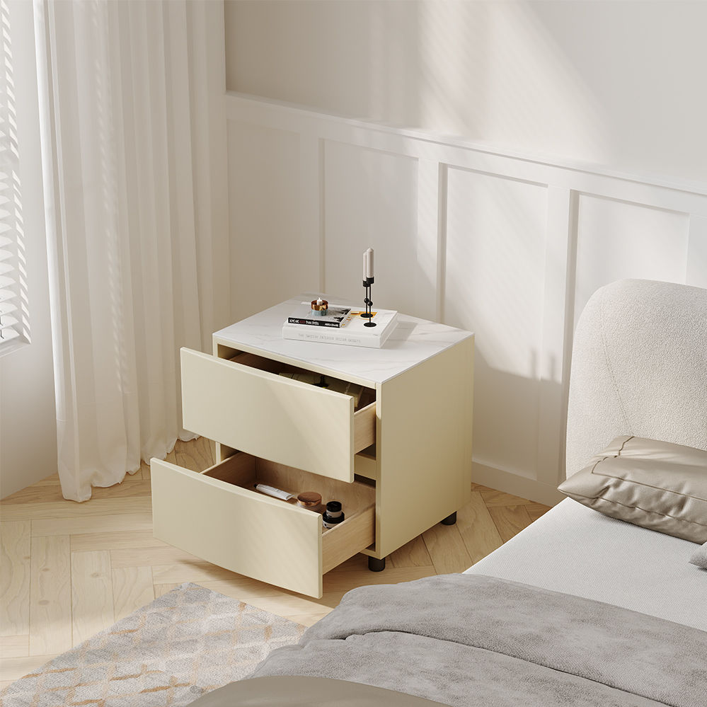 Square Beige MDF Nightstands