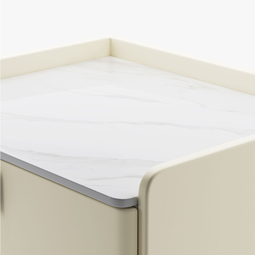 with Storage Beige MDF Nightstands