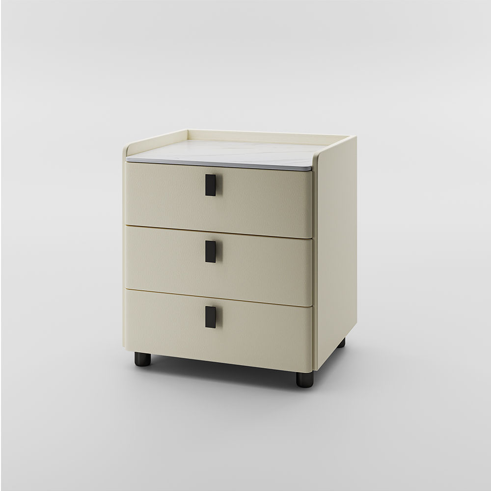 Sintered Stone Beige MDF Nightstands