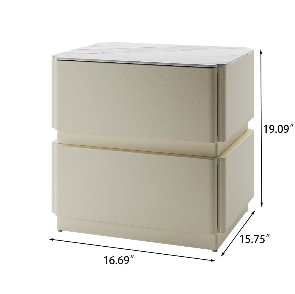 with Drawers Beige MDF Nightstands