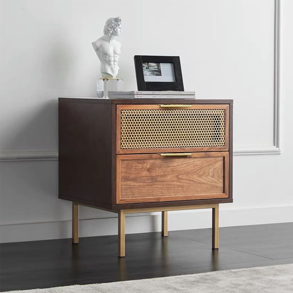 On the Ground Walnut MDF Nightstands