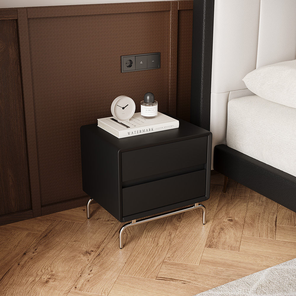 with Storage Black Pine Wood Nightstands