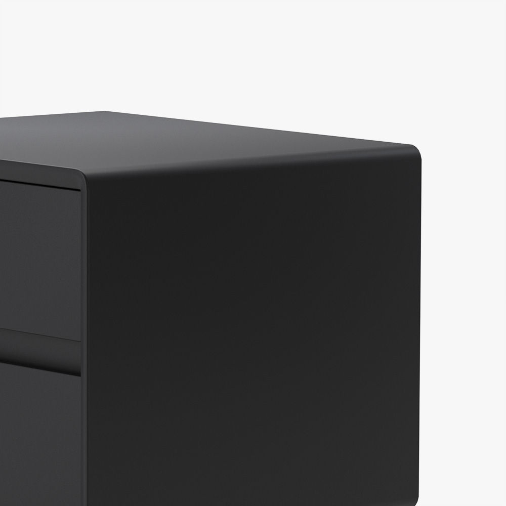Leather Black Pine Wood Nightstands