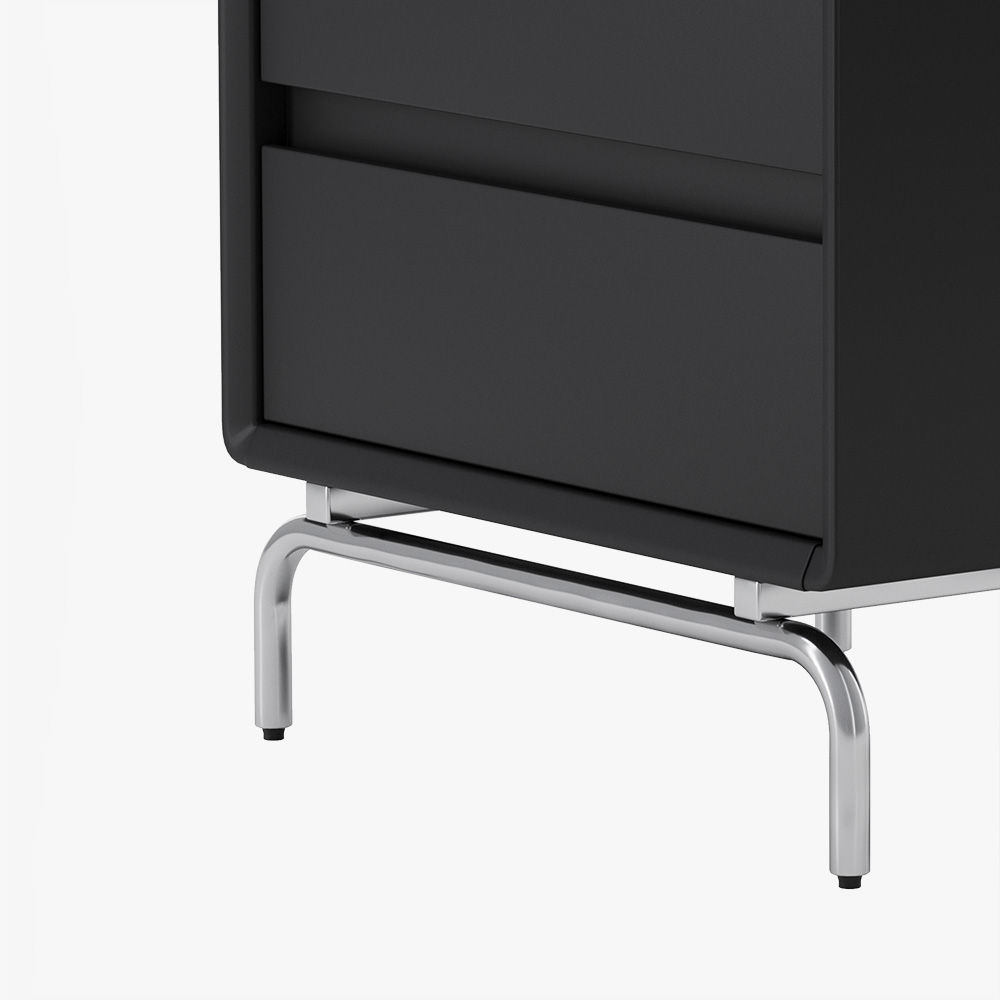 Modern Black Pine Wood Nightstands