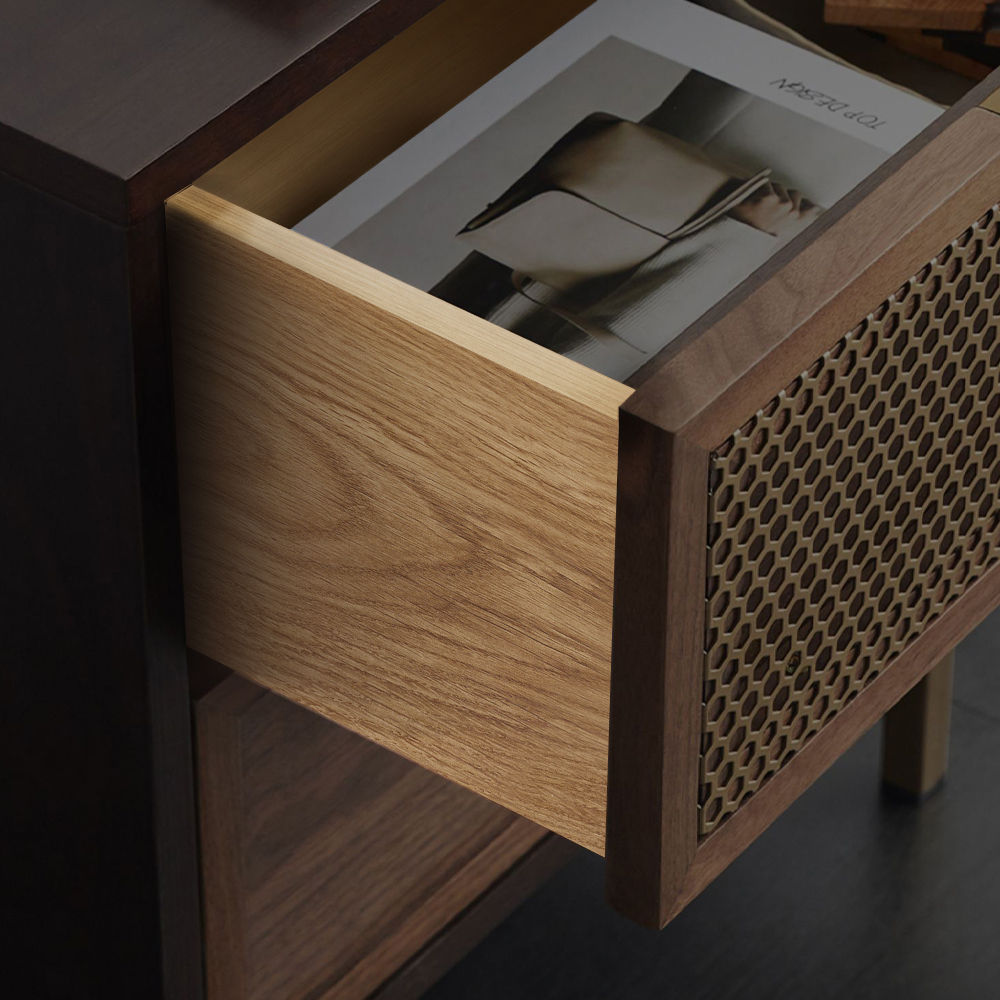 Rectangular Walnut MDF Nightstands