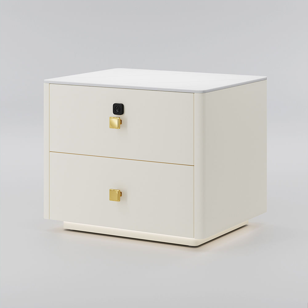 with Drawers Beige MDF Nightstands