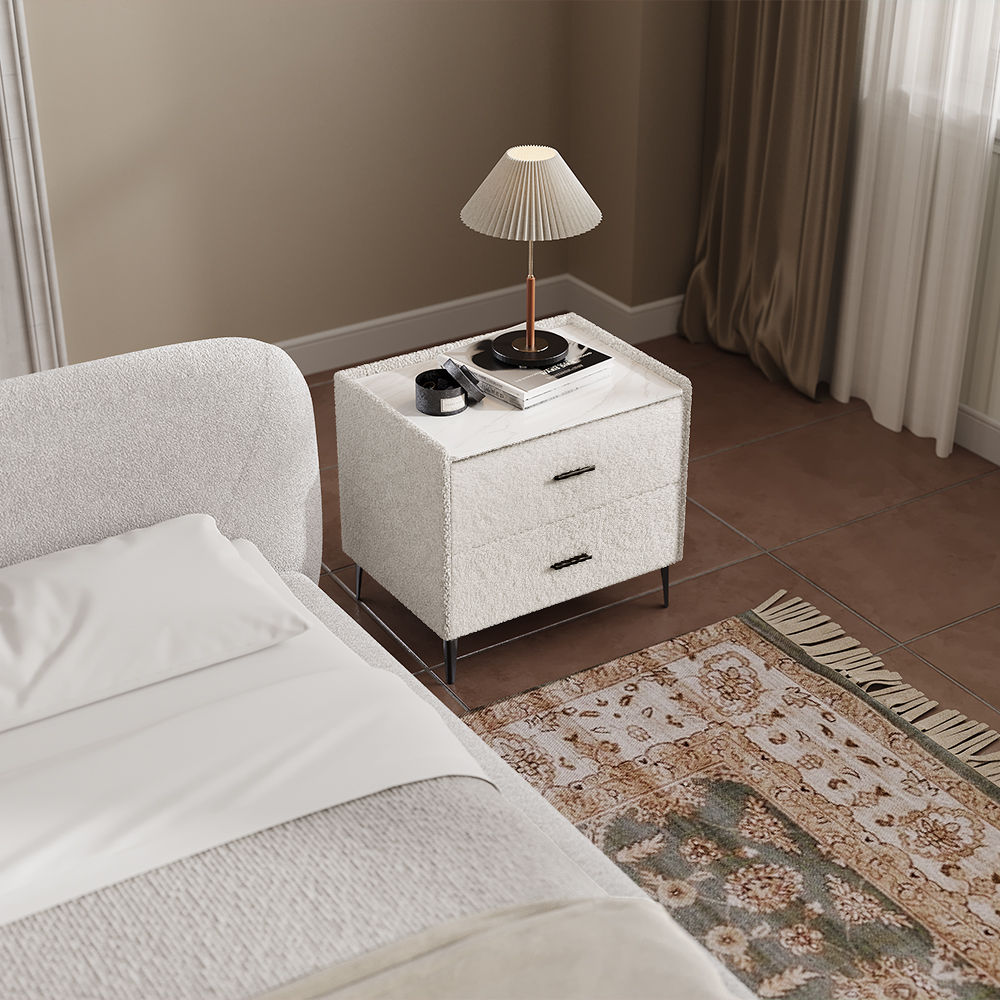 with Drawers Beige Pine Wood Nightstands